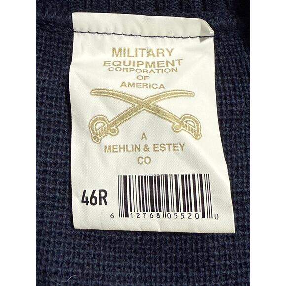 Military Mehlin Estey Sweater V Neck Wool Elbow Patches Air Force Mens 46R Blue - Picture 2 of 8